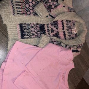 Toddler Cardigan Sweater with cotton pink shirt